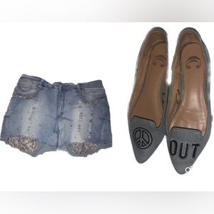 💙🦋💙By Unna-Denim short for women, size 44 it is like XL. Denim flat shoes #7